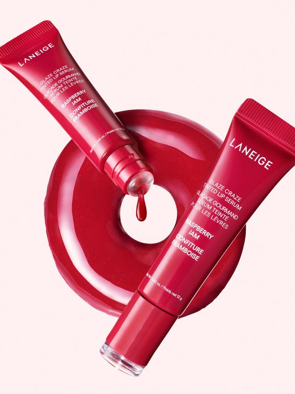 LANEIGE Raspberry Jam Glaze Craze Tinted Lip Serum FULL SIZE TUBE 0.42 Oz. NIB!